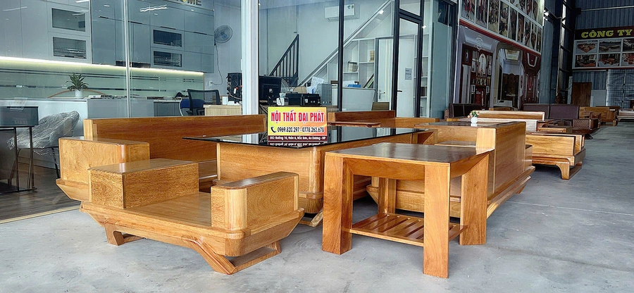 Sofa chân thuyền gỗ gõ